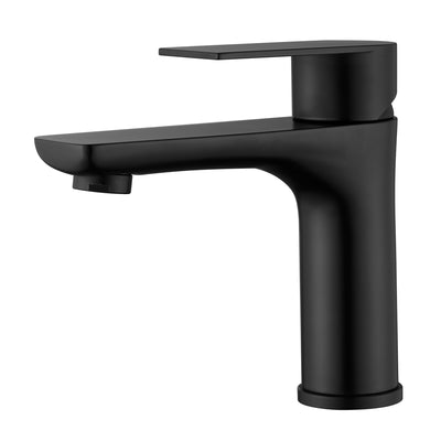 sumerain Einhand-Badezimmerarmatur, Einloch-Badezimmerwaschbeckenarmatur, matt schwarze Waschtischarmatur mit Wasserzuleitungen