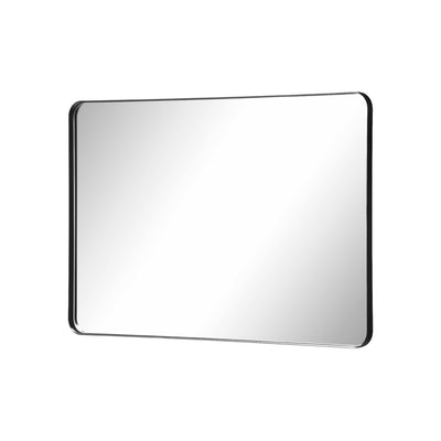 SUMERAIN Badezimmerspiegel mit mattschwarzem Rahmen, 24x30 Zoll Wandspiegel mit abgerundeten Ecken und bruchsicherem gehärtetem Glas, flexibel horizontal oder vertikal montierbar