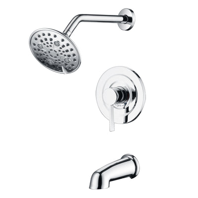 sumerain Badewannen- und Duscharmatur-Set mit 6-Einstellungen Duschkopf, modernes wandmontiertes Badewannen-Duschsystem mit Ventil und Verkleidungskit, Chrom