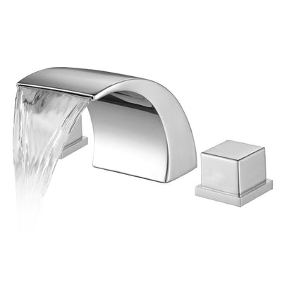 Sumerain Breitarmatur Wasserfall Badezimmerwaschbeckenarmatur, 3-Loch, Doppelgriff, Messing verchromt