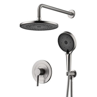 sumerain Verdeckte Duscharmatur-Sets mit 10-Zoll-Regenbrausekopf, gebürstete Nickel Duscharmaturen mit Unterputzventil und Verkleidungskit