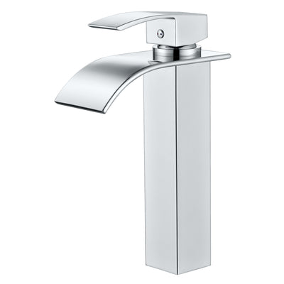 sumerain Waschbeckenarmatur Einloch Edelstahl Moderne Hohe Wasserfall-Badezimmerarmatur Chrom