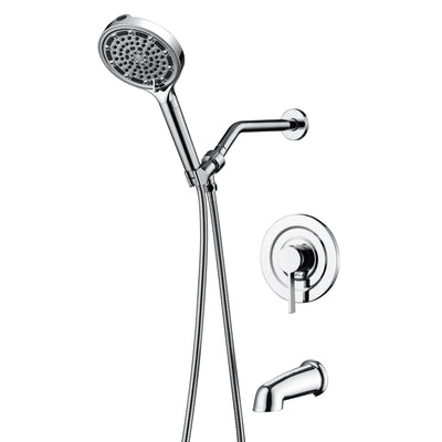 SUMERAIN Modernes Duschsystem mit 6-Spray Handbrause mit Filter, Chrom Duscharmatur mit Badewannenauslauf, hoher Durchfluss