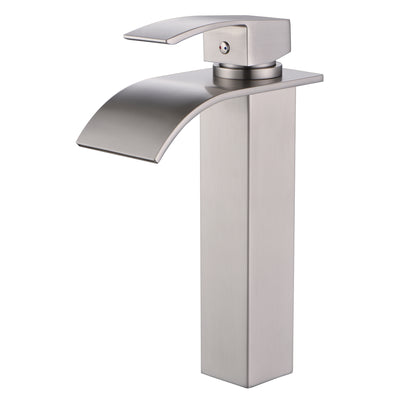 sumerain Wasserfall-Waschbeckenarmatur Hohe Badezimmerarmatur, Gebürstetes Nickel Einhebel Einloch Edelstahl