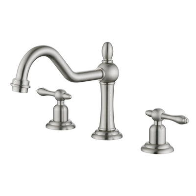 sumerain Vintage 8" weit auseinanderliegender Badezimmer-Wasserhahn mit 3 Löchern, 2-Griff Beckenarmatur Gebürsteter Nickel
