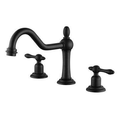 sumerain Matt Schwarz 8 Zoll weit auseinanderliegender Badezimmer-Wasserhahn, 2 Griffe Vintage Beckenarmatur mit schwenkbarem Auslauf