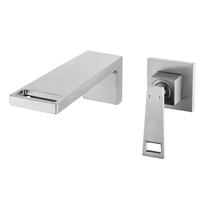 SUMERAIN Einhebel-Wasserfall-Badezimmerarmatur, Wandmontierte Waschbeckenarmatur mit Messing-Einbauschieber, Gebürstetes Nickel