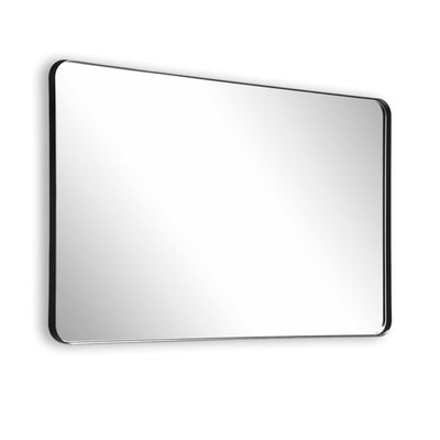 SUMERAIN Schwarzer Schminkspiegel, 40x32 Zoll Aluminiumrahmen Badezimmerspiegel mit abgerundeten Ecken und leicht zu reinigendem Glas für moderne Häuser, passend für Badezimmer und Flur