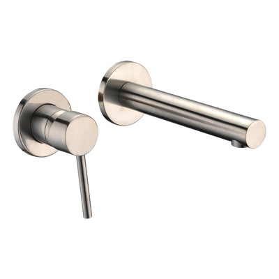 sumerain Einhand-Badezimmerarmatur für Linkshänder, Wandmontage, gebürstetes Nickel, Waschbecken-Wasserhahn