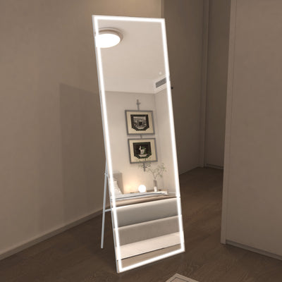 Sumerain 75"x28" LED-Standspiegel mit Beleuchtung, weißer Rahmen, Ganzkörperspiegel mit Dimmung & 3 Farbtemperaturen, stehender Ganzkörperspiegel für Schlafzimmer, Ankleidezimmer, Garderobe