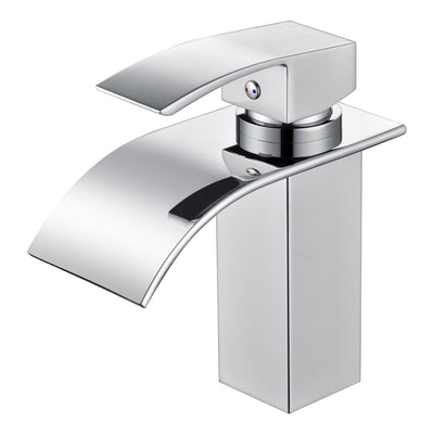 SUMERAIN Moderner Badezimmer-Waschtischarmatur Einhebel-Wasserfall-Waschbeckenarmatur mit Wasserzuleitungen, Chrom