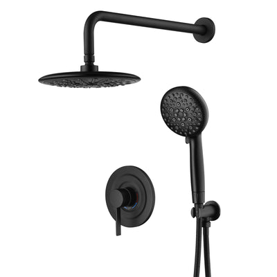 sumerain Matt-Schwarzes Duschsystem, Handbrause mit Filtern für hartes Wasser, 9" Hochdruck Regenbrause mit mehreren Modi, Ventil inklusive  