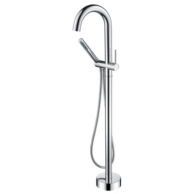 sumerain freistehender Badewannenfüller, moderne Badezimmer Bodenmontierte Badewannenarmatur mit Handbrause Hochdurchfluss, Chrom