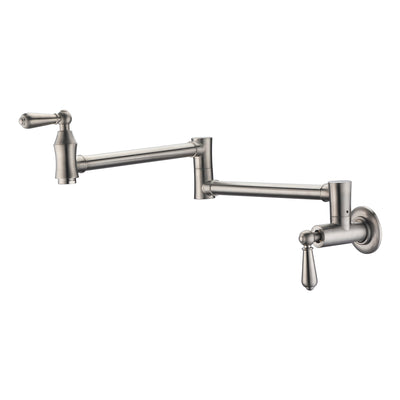 SUMERAIN Wandmontierte Topffüller-Armatur, gebürstetes Nickel, Küchenwaschbecken-Topffüller, traditionelle Topffüller-Armatur über dem Herd mit doppelt gelenkigen Schwenkarmen