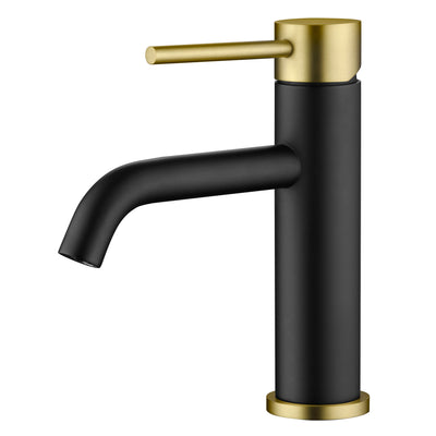 SUMERAIN Moderner Einhebel-Badezimmer-Waschbeckenarmatur Edelstahl Einloch-Waschbeckenarmatur, Schwarz und Gold