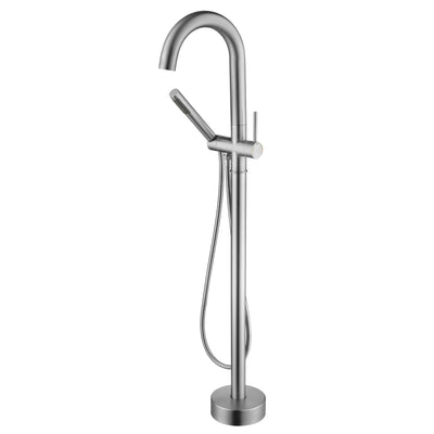 sumerain Badezimmer freistehende Badewannenarmatur gebürstetes Nickel, moderne Bodenmontierte Badewannenarmatur, Hochdurchfluss mit Handbrause