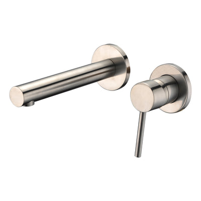 Badezimmer-Wasserhahn zur Wandmontage, gebürstetes Nickel, Ventil im Lieferumfang enthalten