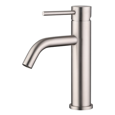 SUMERAIN Badezimmer Waschbeckenarmatur gebürstetes Nickel, moderne Einhebel-Waschtischarmatur, bleifrei, Edelstahl, Einlochmontage