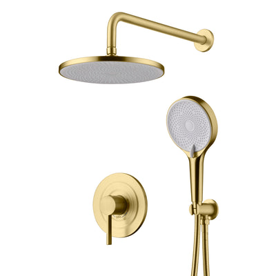 sumerain Regendusche-System mit 10-Zoll-Regenbrausekopf, gebürstetes Gold Duscharmatur Komplettset mit Unterputzventil und Verkleidungskit