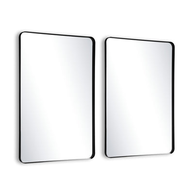 SUMERAIN schwarzer Badezimmerspiegel 2er-Set, zwei Aluminiumrahmen mit gehärtetem Glas, Schminkspiegel für Doppelwaschtisch, 24x36 Zoll, horizontal oder vertikal montierbar