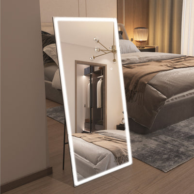 SUMERAIN Ganzkörperspiegel mit Beleuchtung, 80"x36" LED Standspiegel, Ganzkörper-Ankleidespiegel mit Dimmung & 3 Farblichtern, Standspiegel für Schlafzimmer, Wohnzimmer, Ankleidezimmer