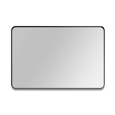 SUMERAIN Matt Schwarzer Badezimmerspiegel, 20x30 Zoll Gehärtetes Glas Wandspiegel mit Abgerundeten Ecken, Horizontal oder Vertikal Hängend