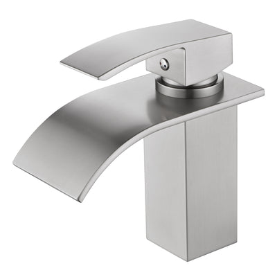SUMERAIN Badezimmer-Waschbeckenarmatur Wasserfall, Einloch, Einhebel, Edelstahl Gebürstetes Nickel Waschtischarmatur