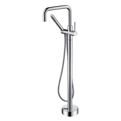 sumerain Freistehende Badewannenarmatur, Moderne Bodenmontierte Badewannenarmatur mit Handbrause Messing Hoher Durchfluss Badewannenfüller Chrom