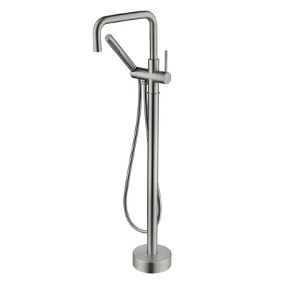 sumerain Moderne Bodenmontierte Badewannenarmatur mit Handbrause, Gebürstetes Nickel Freistehende Badewannenarmatur Hoher Durchfluss