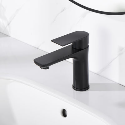 sumerain Bathroom Faucet Single Handle Bathroom Sink Faucet Single Hole Matte Black Lavatory Vanity Faucet with Water Supply Lines