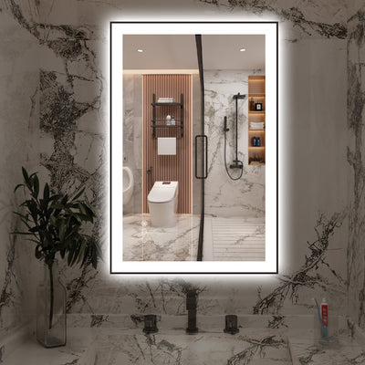 Sumerain 24"x36" LED-Badezimmerspiegel mit Front- und Hintergrundbeleuchtung, intelligenter dimmbarer Schminkspiegel zur Wandmontage, beschlagfrei, Speicherfunktion, 3 Farbmodi