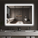 Sumerain 40 x 30 Zoll beleuchteter Schminkspiegel für Badezimmerwand, intelligenter beschlagfreier dimmbarer LED-Badezimmerspiegel mit Front- und Hintergrundbeleuchtung, 3 Farbbeleuchtungsmodi, Speicherfunktion
