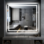 SUMERAIN 40 x 36 Zoll LED Badezimmerspiegel mit Beleuchtung, Vorder- und Rückbeleuchtung, 3 Farbtemperaturen stufenlos dimmbarer beleuchteter Schminkspiegel für die Wand, Anti-Beschlag, Speicherfunktion, bruchsicheres gehärtetes Glas