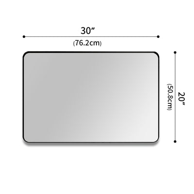 SUMERAIN Matt Schwarzer Badezimmerspiegel, 20x30 Zoll Gehärtetes Glas Wandspiegel mit Abgerundeten Ecken, Horizontal oder Vertikal Hängend