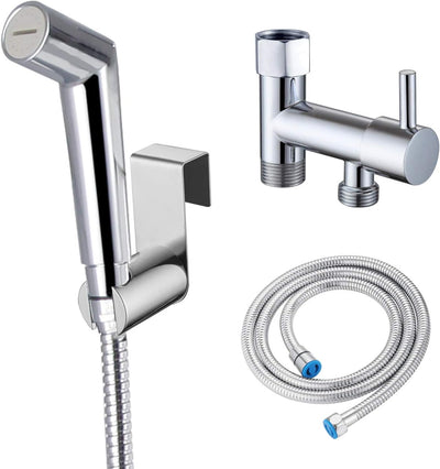 Handbrause-Set mit verstellbarem Strahl für Toilette, Doppel-Abschaltdesign, Chromoberfläche