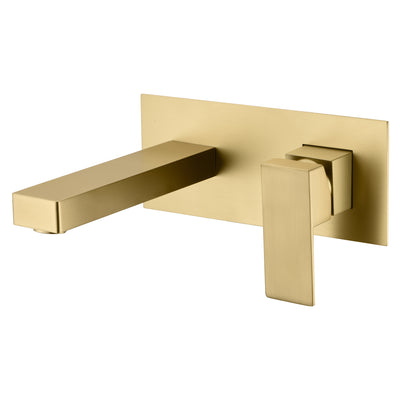 Einhand-Badezimmerarmatur aus gebürstetem Gold zur Wandmontage, inklusive Messingventil