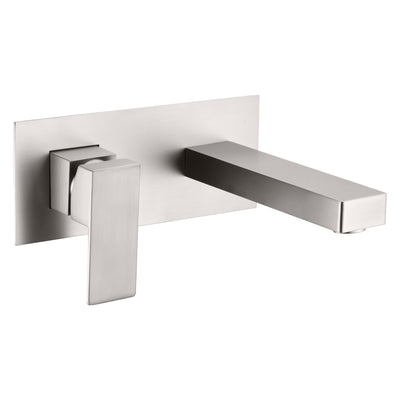 sumerain Badezimmer-Wasserhahn aus gebürstetem Nickel, Wandmontage, Waschbecken-Wasserhahn mit Rohventil, linkshändiger Einzelgriff