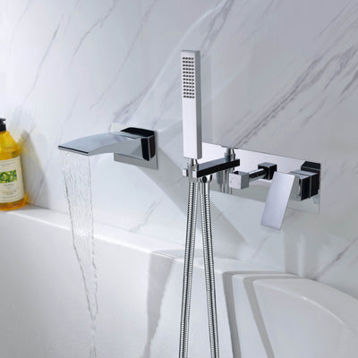 Wandmontierte Wannenarmaturen, Wasserfall-Wanneneinlaufauslauf mit Handbrause