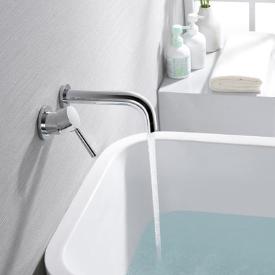 SUMERAIN Wall Mount Tub Faucet Chrome Bathtub Faucet Set with Left-Handed Handle and Rough in Valve