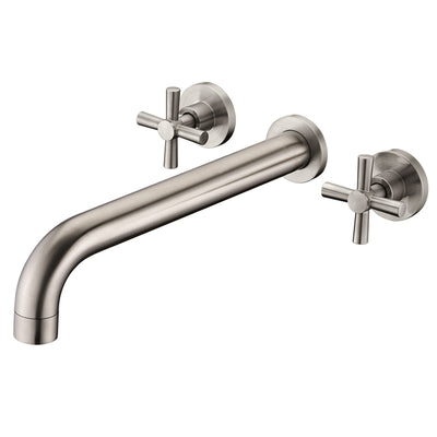 SUMERAIN Badewannenarmatur, gebürstetes Nickel, Wandmontage, Badewannenfüller, hoher Durchfluss, Badewannenarmatur mit rauem Ventil und extra langem Auslauf