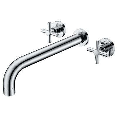 SUMERAIN Badewannenarmatur zur Wandmontage, Badewannenarmatur mit hohem Durchfluss, Chrom-Finish mit rauem Ventil, extra langem Auslauf und Kreuzgriffen