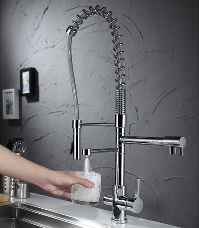 Tri-Flow 3-Wege-Spültischarmatur mit gefiltertem Trinkwasserauslass, 3 Auslauf-Wasserfilter-Wasserhahn