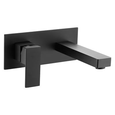 sumerain Mattschwarzer Badezimmer-Wasserhahn, Einhand-Wandmontage-Waschtischarmatur und raues Ventil im Lieferumfang enthalten, Linkshänder-Design