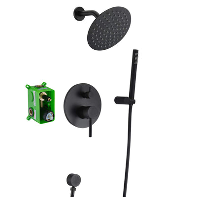 Komplettes Duscharmatur-Set, 2 Funktionen und Einbauventil inklusive, Wandmontage, mattschwarz
