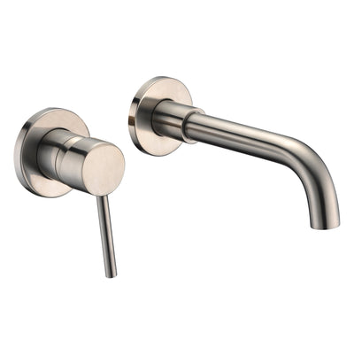 sumerain Wandmontierter Waschbecken-Wasserhahn aus gebürstetem Nickel, Waschbecken-Wasserhahn, linkshändiges Design