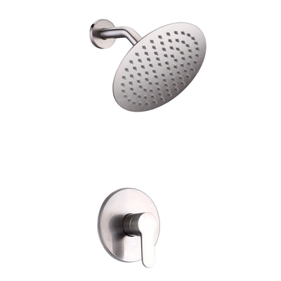 Duscharmatur aus gebürstetem Nickel, Einhebelmischer aus massivem Messing mit Duscharm und Duschkopf