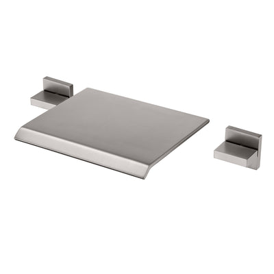 Doppelgriff-Wasserfall-Wandmontage-Badewannenarmatur aus gebürstetem Nickel mit Ventil