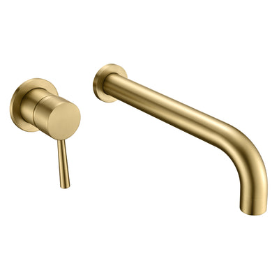 sumerain Wannenfüller, Wandmontage, römischer Wannen-Wasserhahn, gebürstetes Gold, einzelner Linkshänder-Griff, Messing-Badewannen-Wasserhahn