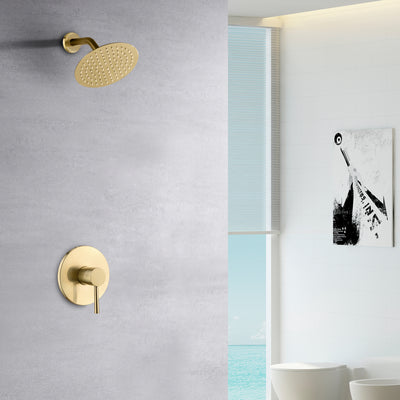 Duscharmaturen-Set aus gebürstetem Gold, Vollmetalldesign und Einbauventil im Lieferumfang enthalten