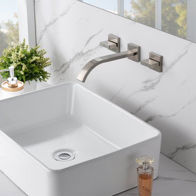 Two Handle Wall-Mount Bathroom Faucet,Brushed Nickel Bathroom Sink Faucet